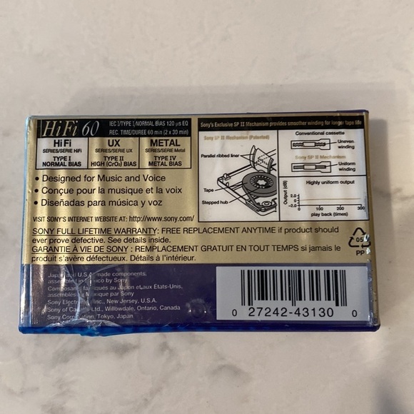 Sony normal bias hi fi 60 minutes blank cassette tapes - Picture 3 of 3